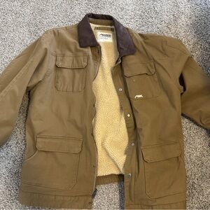 Mountain Khakis Men’s Tan Canvas Field Jacket with Brown Collar